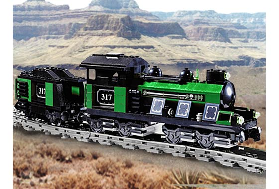 Large Train Engine with Tender Green