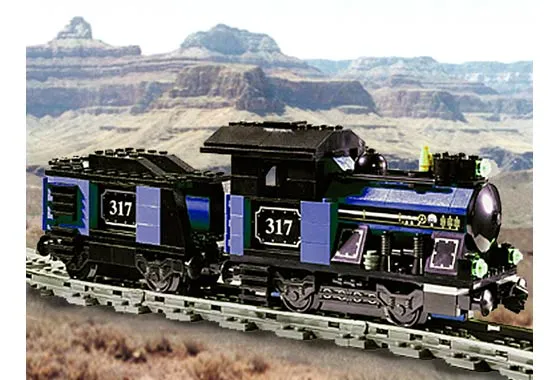 Small Train Engine with Tender Blue