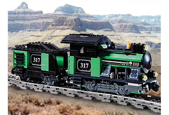 Small Train Engine with Tender Green