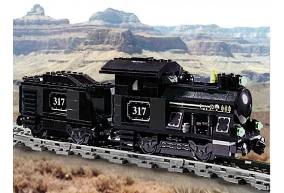 Small Train Engine with Tender Black