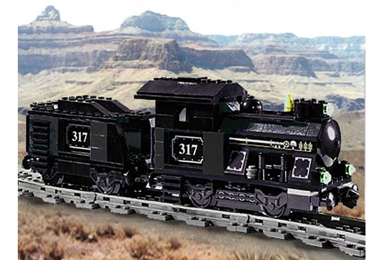 Small Train Engine with Tender Black