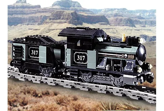 Small Train Engine with Tender Gray