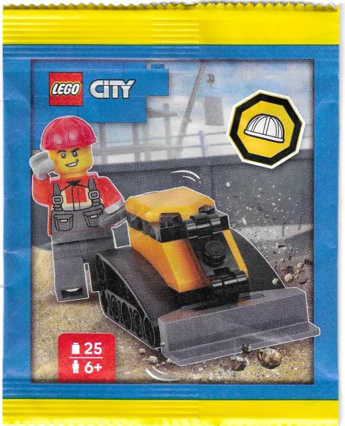 Construction Worker with Bulldozer paper bag