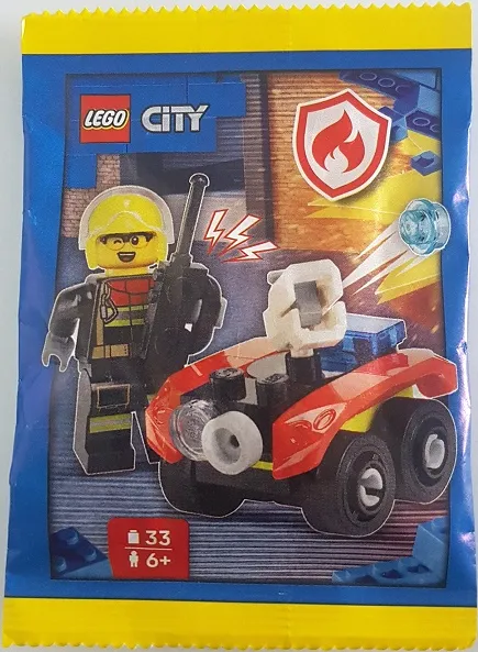 Firefighter with Fire Quad paper bag