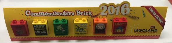 Commemorative Brick 2016, LEGOLAND Malaysia, Set of 6 Duplo Bricks 1 x 2 x 2
