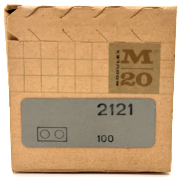 Modulex Brick 1 x 2 (LEGO on studs) - Box of 100, Mx Light Gray
