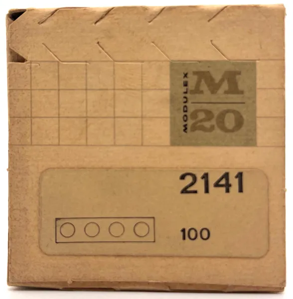 Modulex Brick 1 x 4 (LEGO on studs) - Box of 100, Mx Buff
